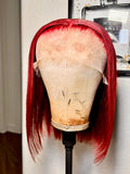 Red 14 inch frontal bob