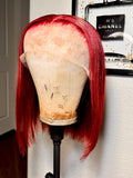 Red 14 inch frontal bob