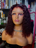 18 Inch #99J 300% density Glueless 5x5 closure Pixie Curl Unit