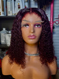 18 Inch #99J 300% density Glueless 5x5 closure Pixie Curl Unit